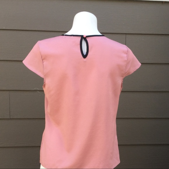 Lily White Pink Blouse with Black Lace - Picture 7 of 10